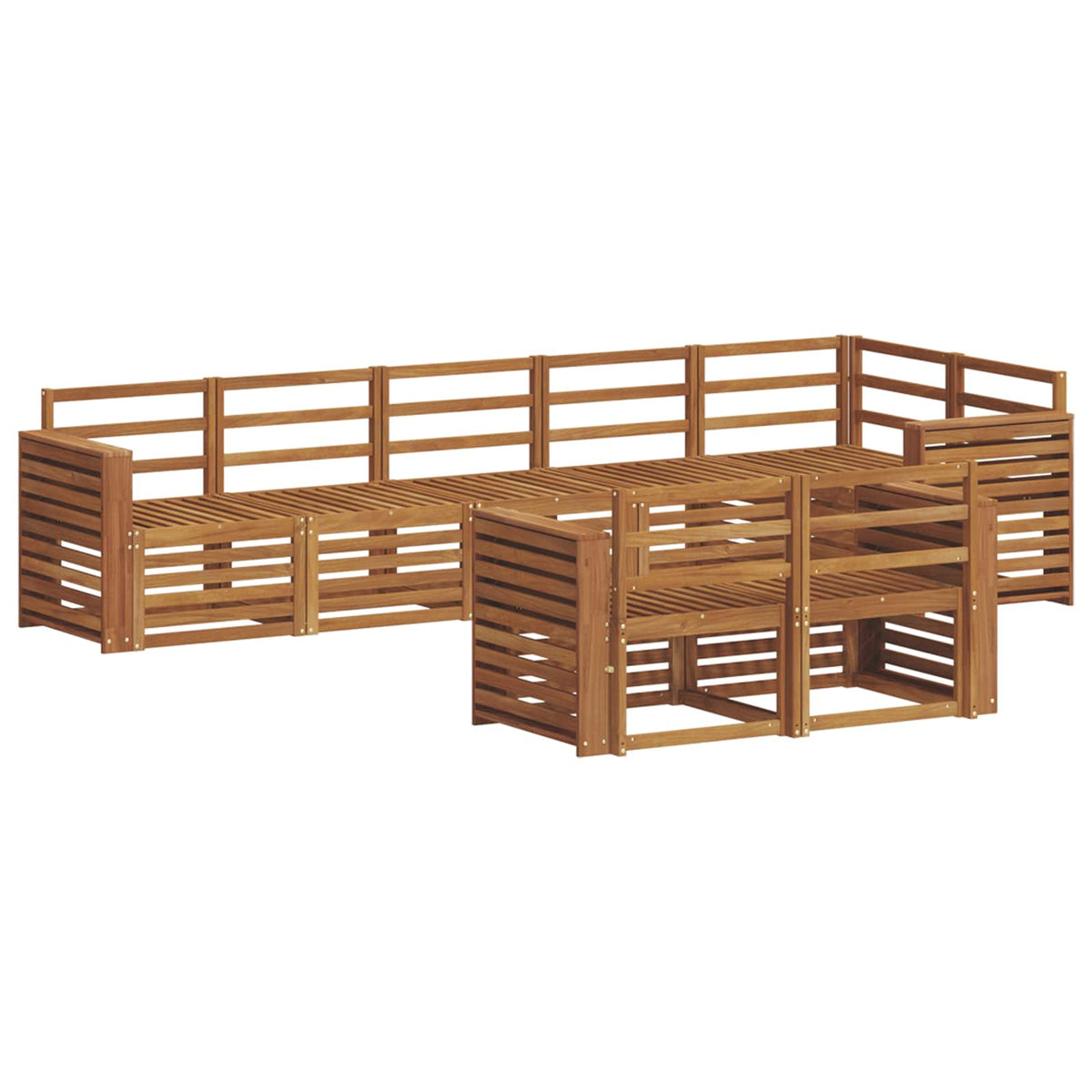 Set vanjskih sofa 8 kom. Prirodna Poliester Bijela 310 x 132,5 x 73 cm