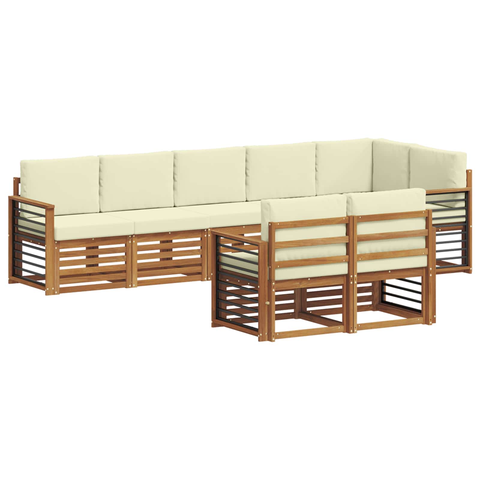 Setovi sofa 8 pcs Prirodna i krem Čvrsto drvo akacije