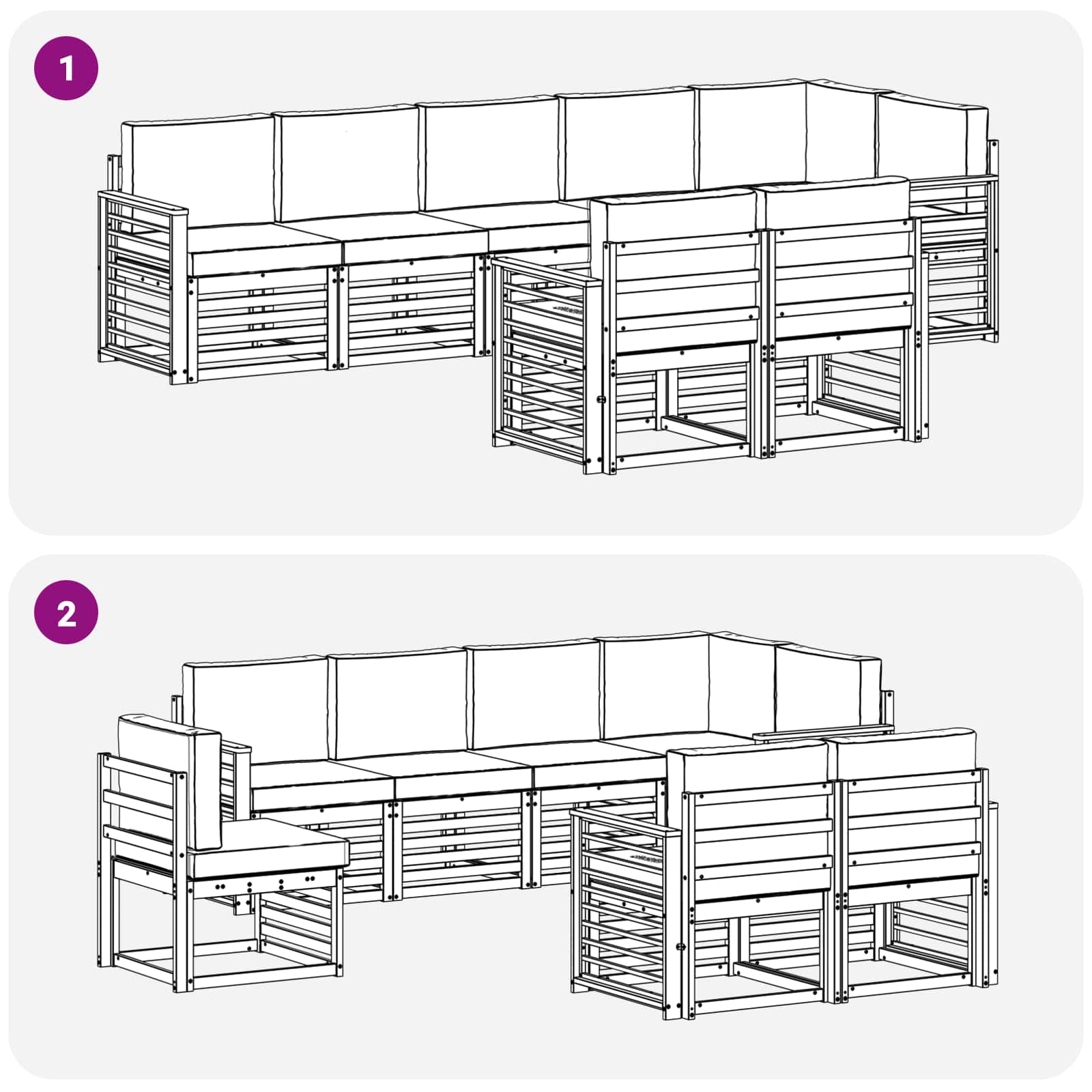 Setovi sofa 8 pcs Prirodna i krem Čvrsto drvo akacije