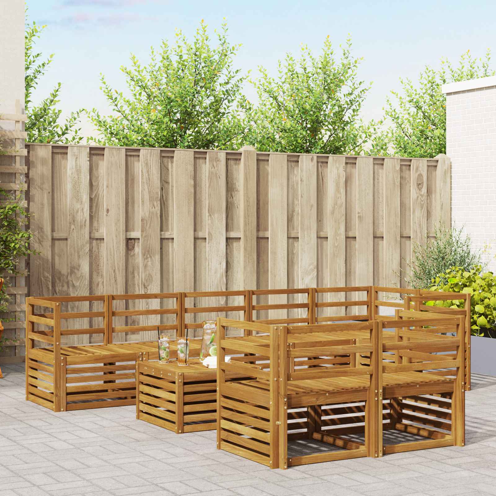 Setovi sofa 9 pcs Prirodna Čvrsto drvo akacije