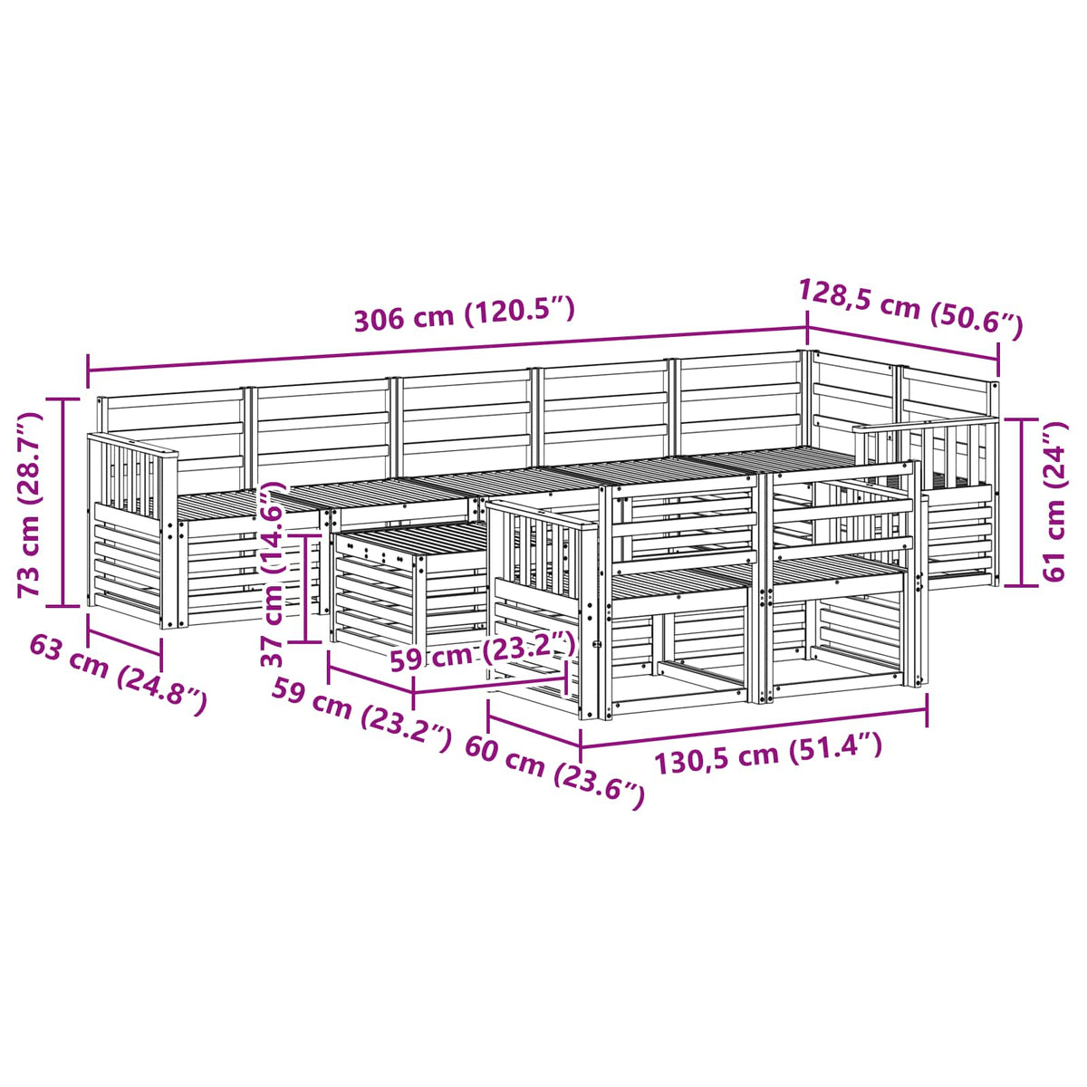 Set vanjskih sofa 9 kom. Prirodna Poliester