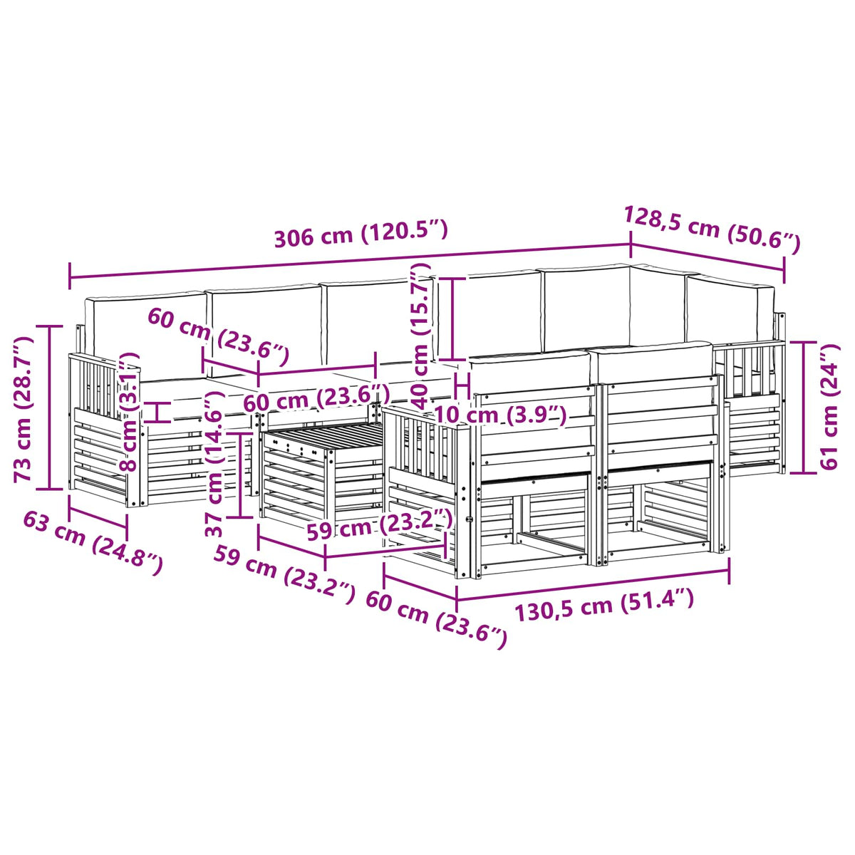Set vanjskih sofa 9 kom. Prirodna i krem Poliester