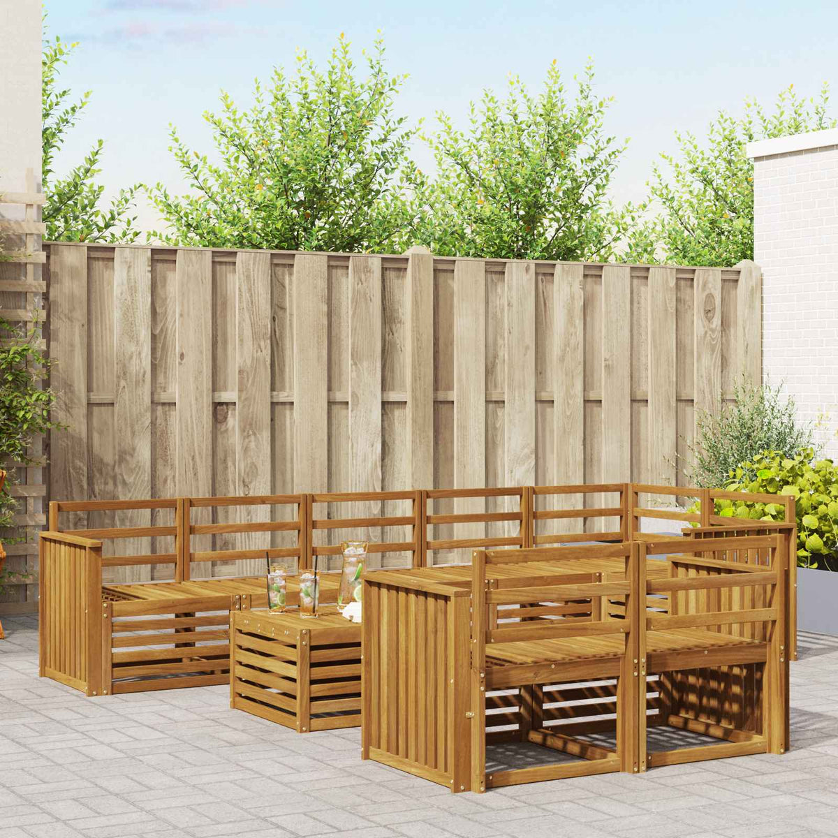Set vanjskih sofa 9 kom. Prirodna Poliester
