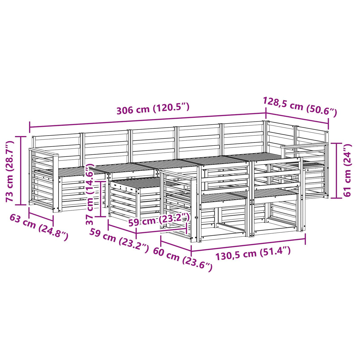 Set vanjskih sofa 9 kom. Prirodna Poliester