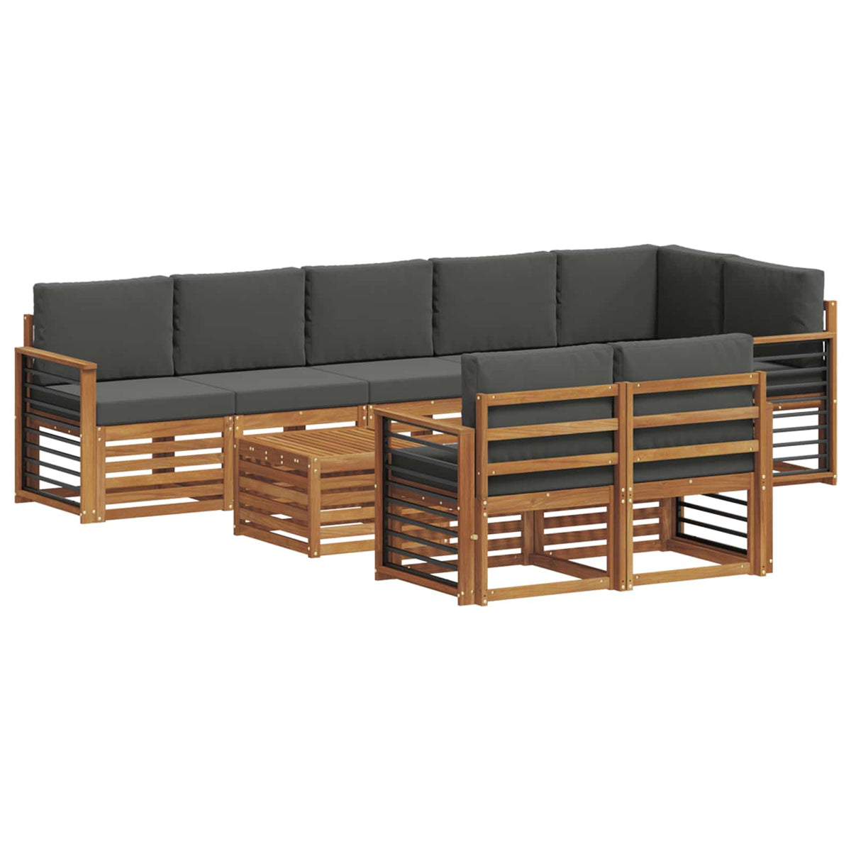 Set vanjskih sofa 9 kom. Prirodna i antracit Poliester