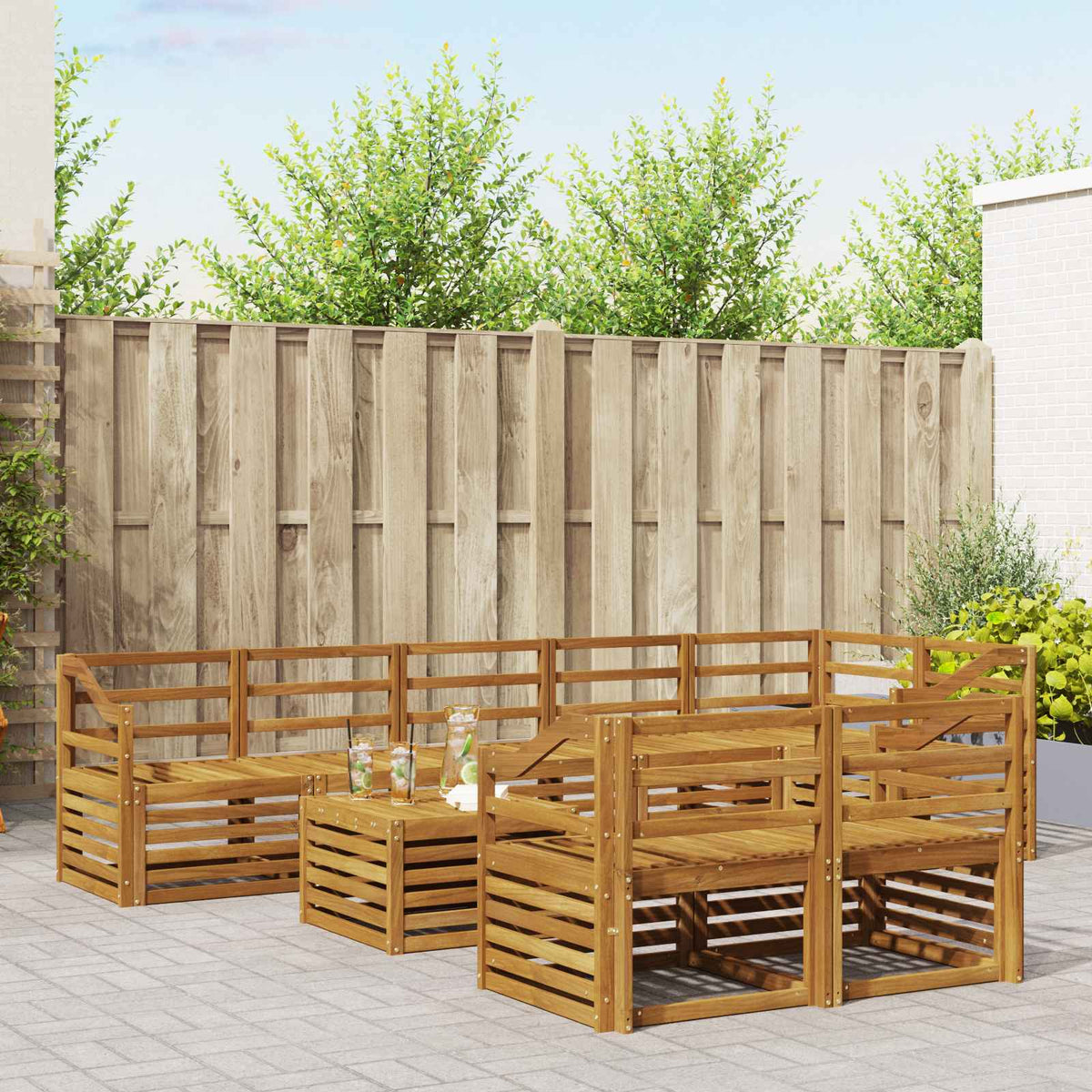 Set vanjskih sofa 9 kom. Prirodna Poliester