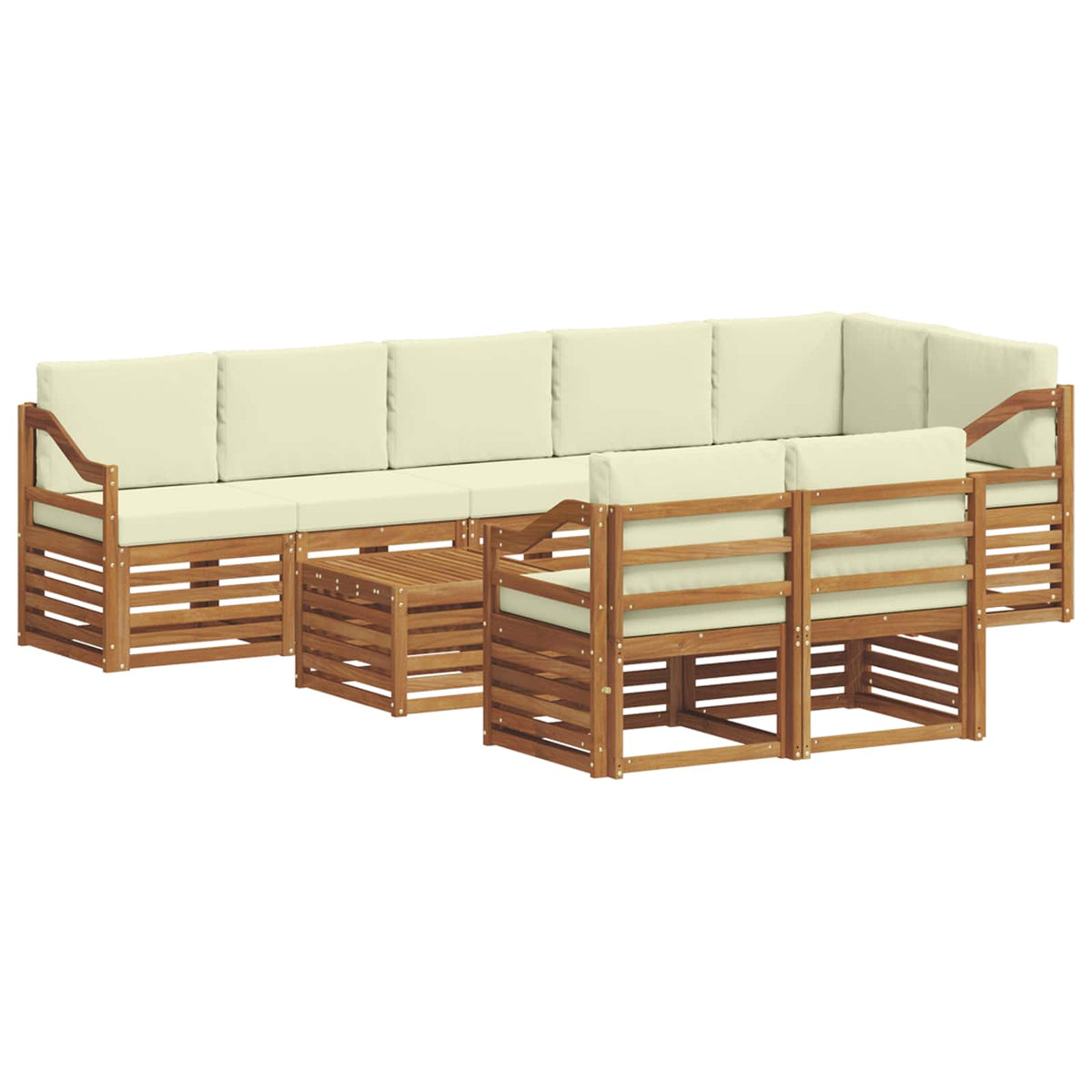 Set vanjskih sofa 9 kom. Prirodna i krem Poliester