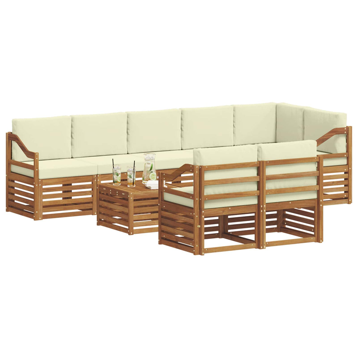 Set vanjskih sofa 9 kom. Prirodna i krem Poliester