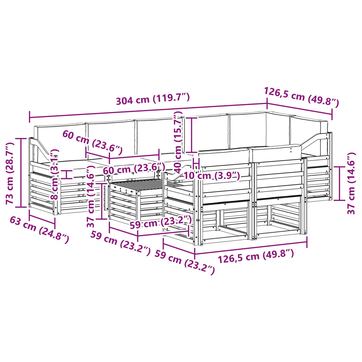 Set vanjskih sofa 9 kom. Prirodna i svijetlo siva Poliester
