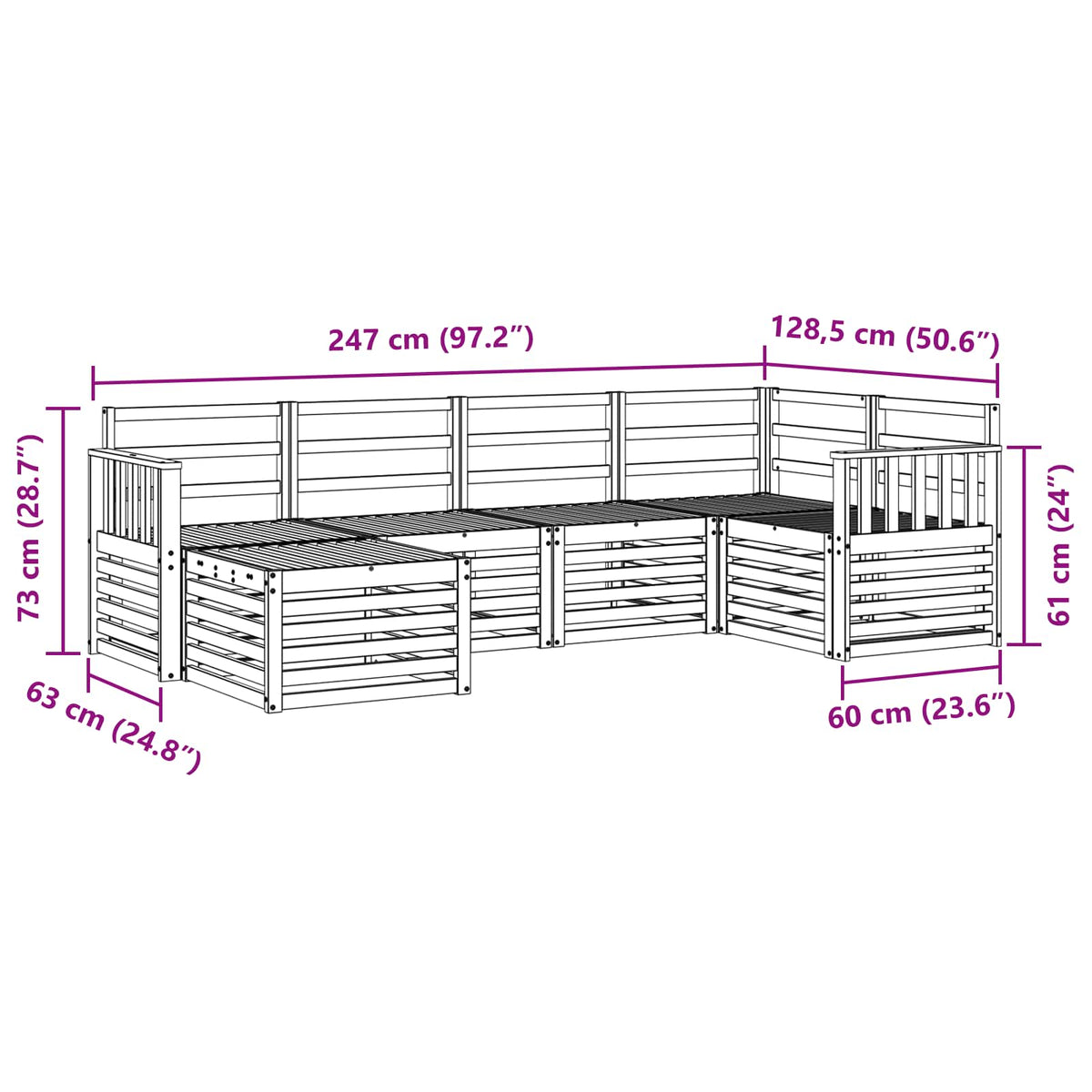 Sekcijska garnitura 6 pcs Prirodna