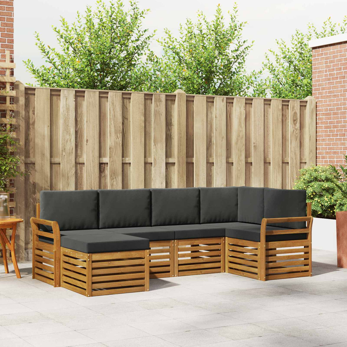 Set vanjskih sofa 6 kom. Prirodna i antracit Poliester 249 x 130,5 x 73 cm