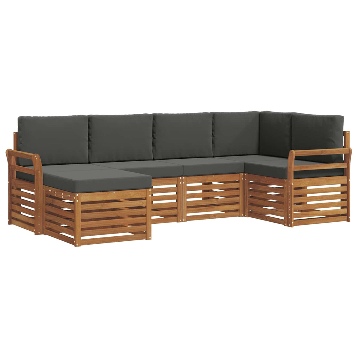 Set vanjskih sofa 6 kom. Prirodna i antracit Poliester 249 x 130,5 x 73 cm