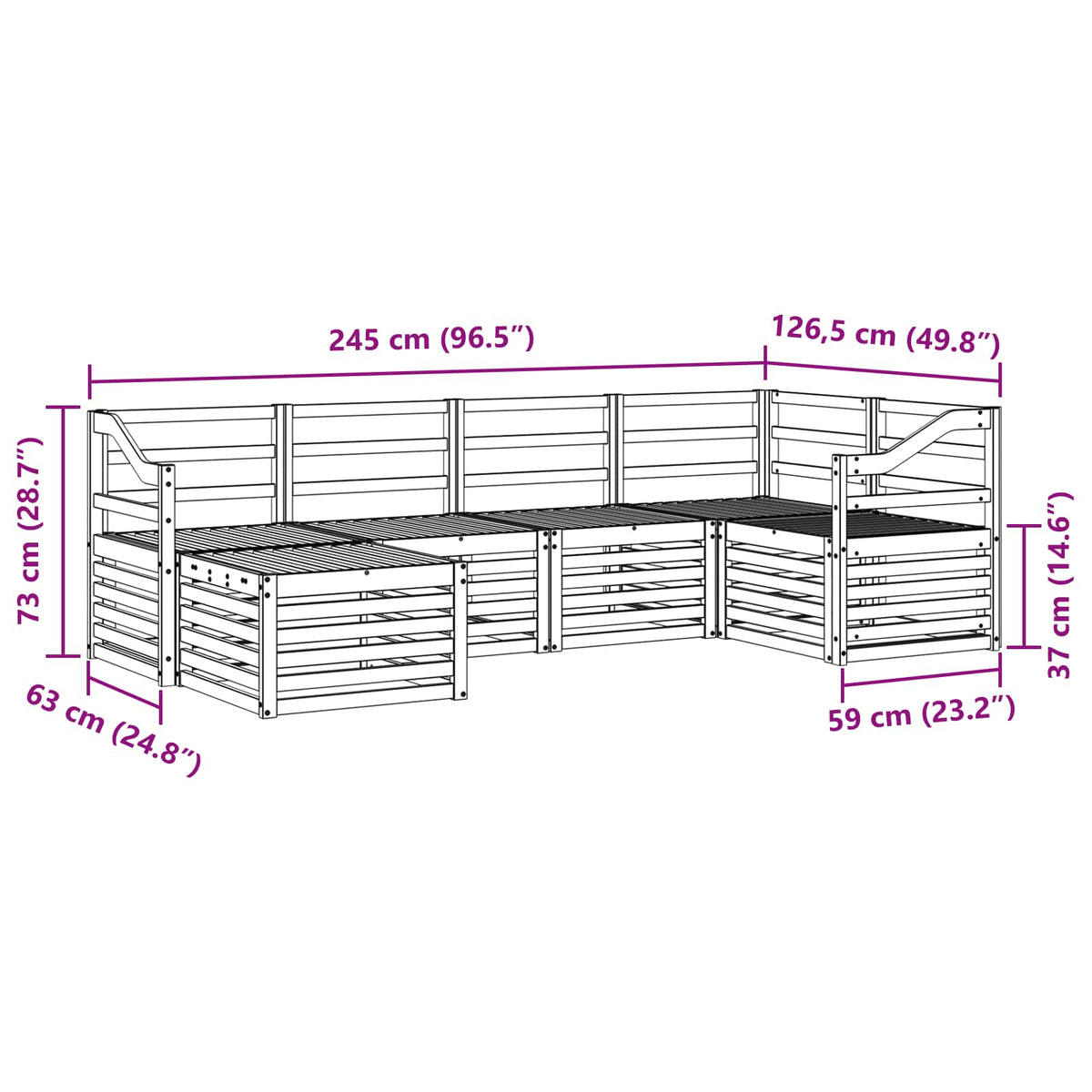 Sekcijska garnitura 6 pcs Prirodna