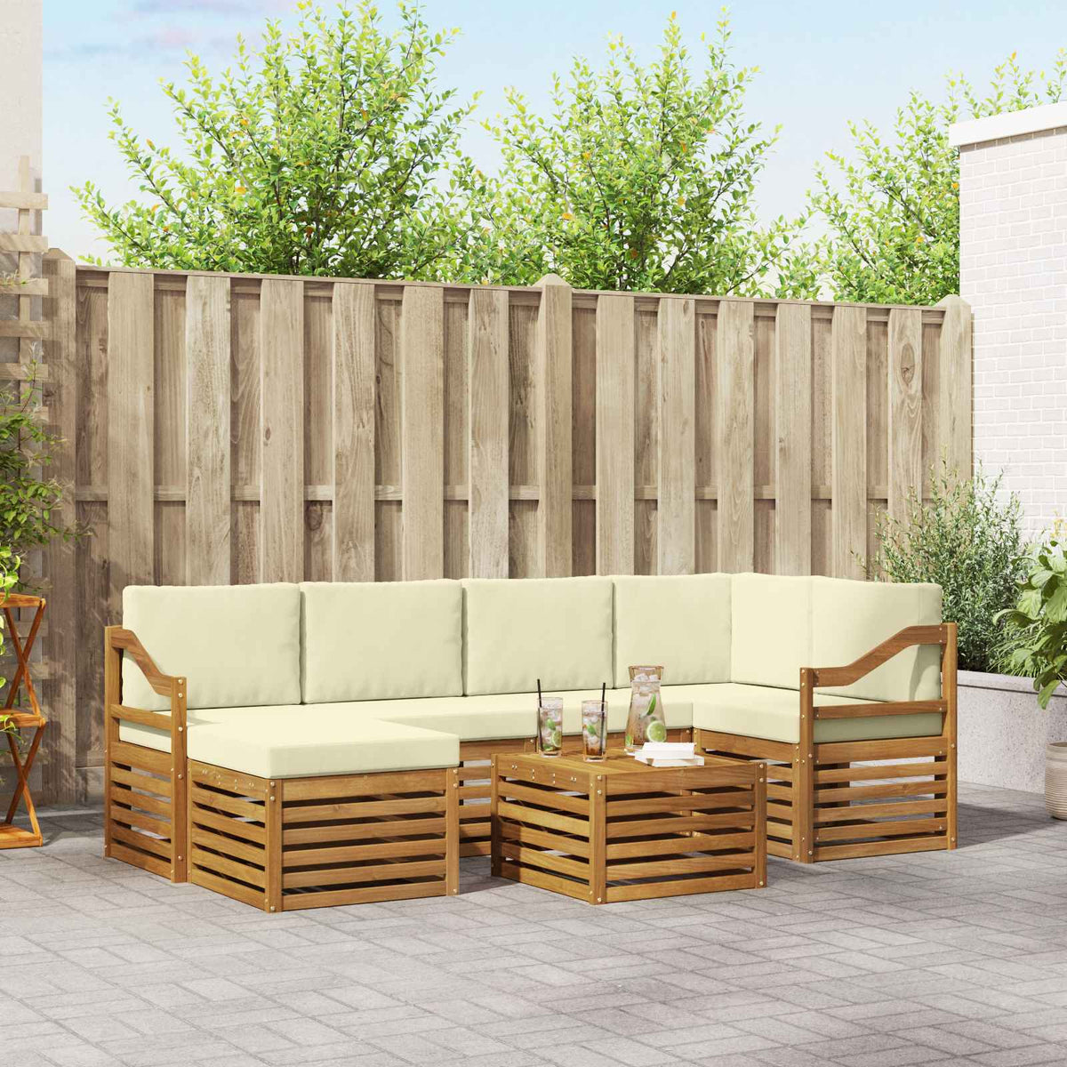Set vanjskih sofa 7 kom. Prirodna i krem Poliester