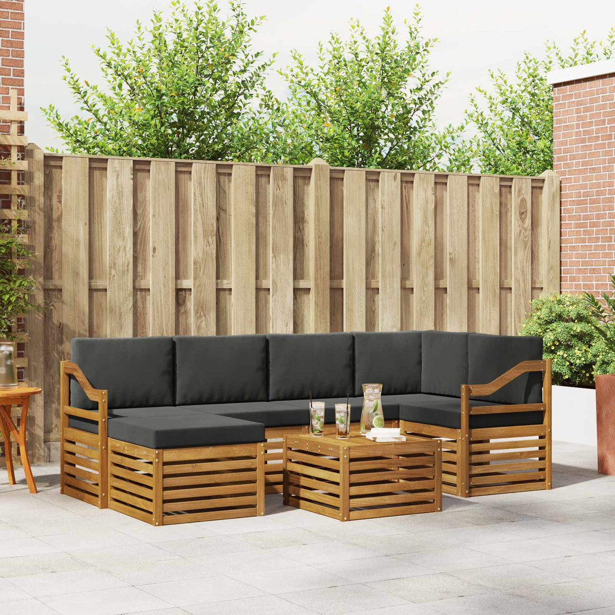 Set vanjskih sofa 7 kom. Prirodna i antracit Poliester