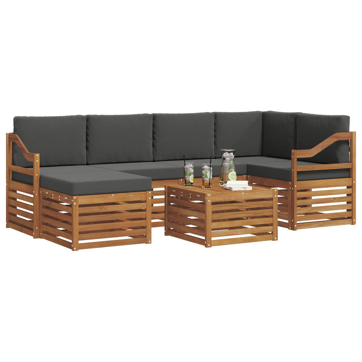 Set vanjskih sofa 7 kom. Prirodna i antracit Poliester