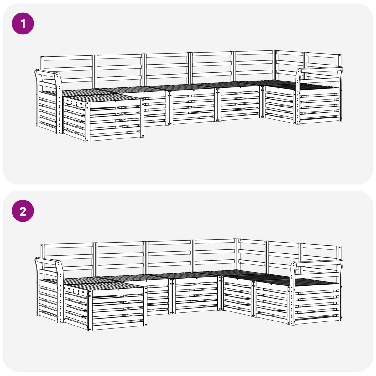 Set vanjskih sofa 7 kom. Prirodna 308 x 130,5 x 73 cm