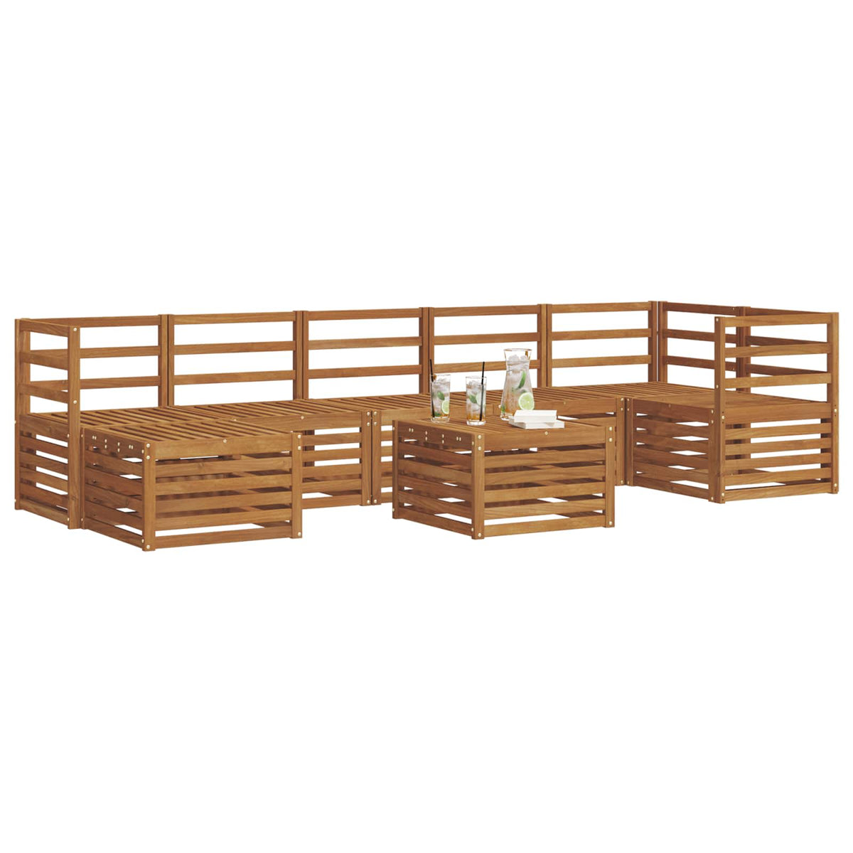 Set vanjskih sofa 8 pcs Prirodna Čvrsto drvo akacije
