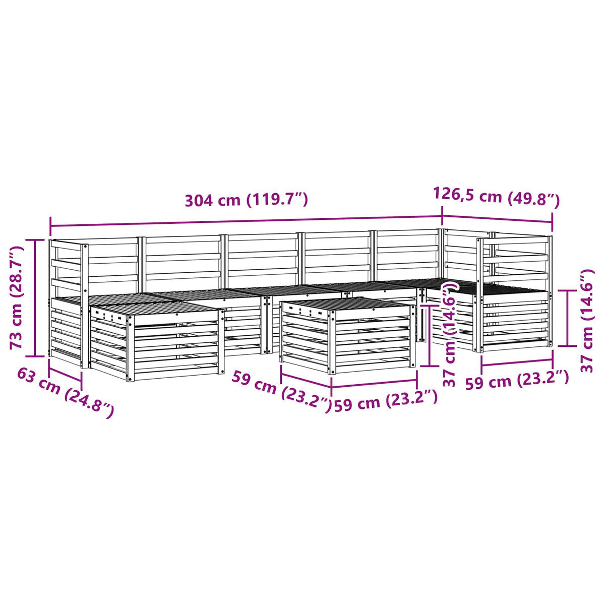 Set vanjskih sofa 8 pcs Prirodna Čvrsto drvo akacije