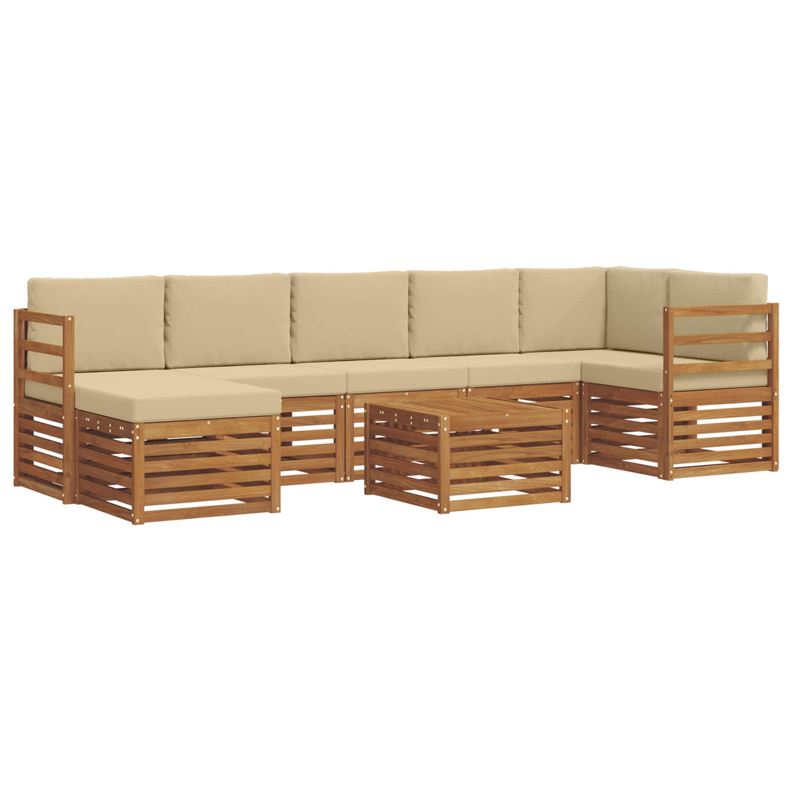 Set vanjskih sofa 8 pcs Prirodna i bež Čvrsto drvo akacije