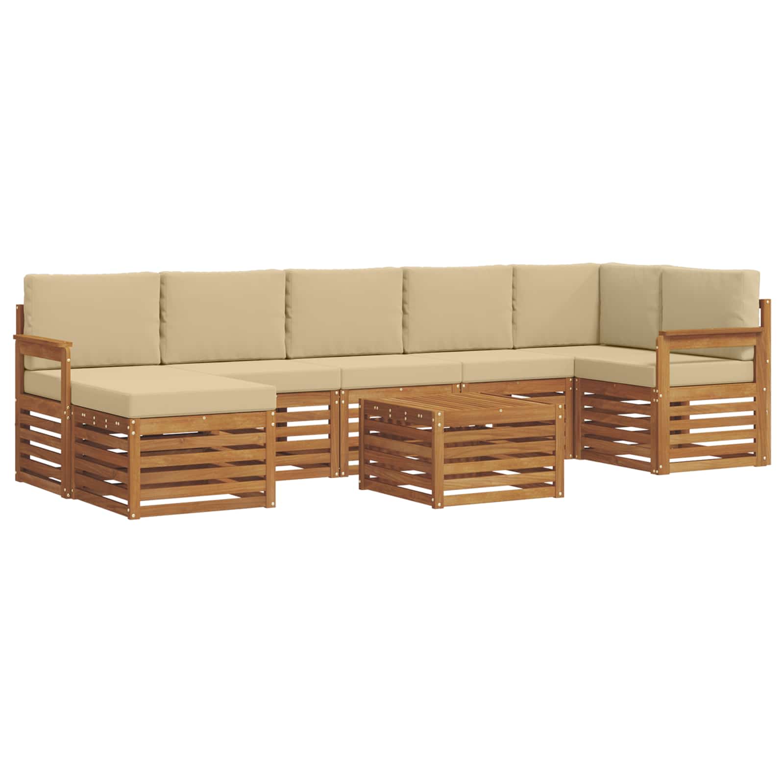 Set vanjskih sofa 8 pcs Prirodna i bež Čvrsto drvo akacije
