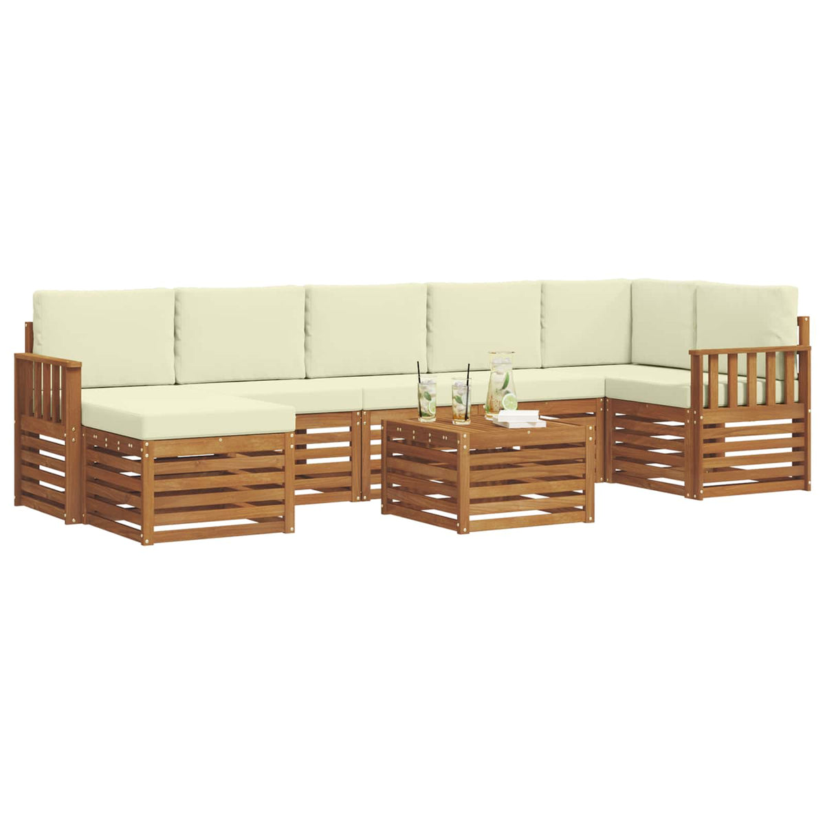 Set vanjskih sofa 8 kom. Prirodna i krem