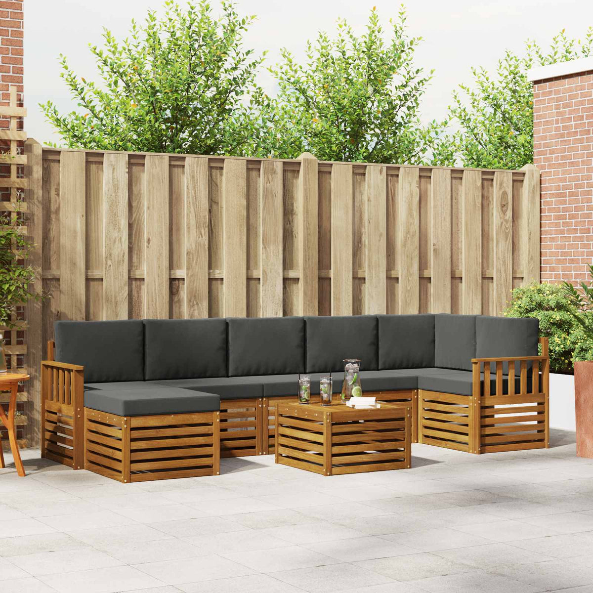 Set vanjskih sofa 8 kom. Prirodna i antracit