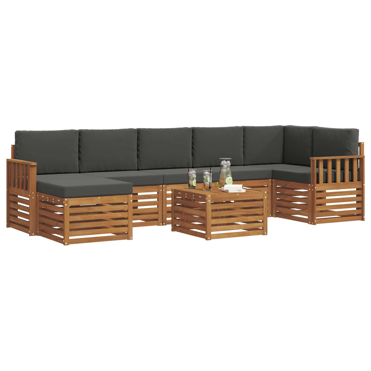 Set vanjskih sofa 8 kom. Prirodna i antracit