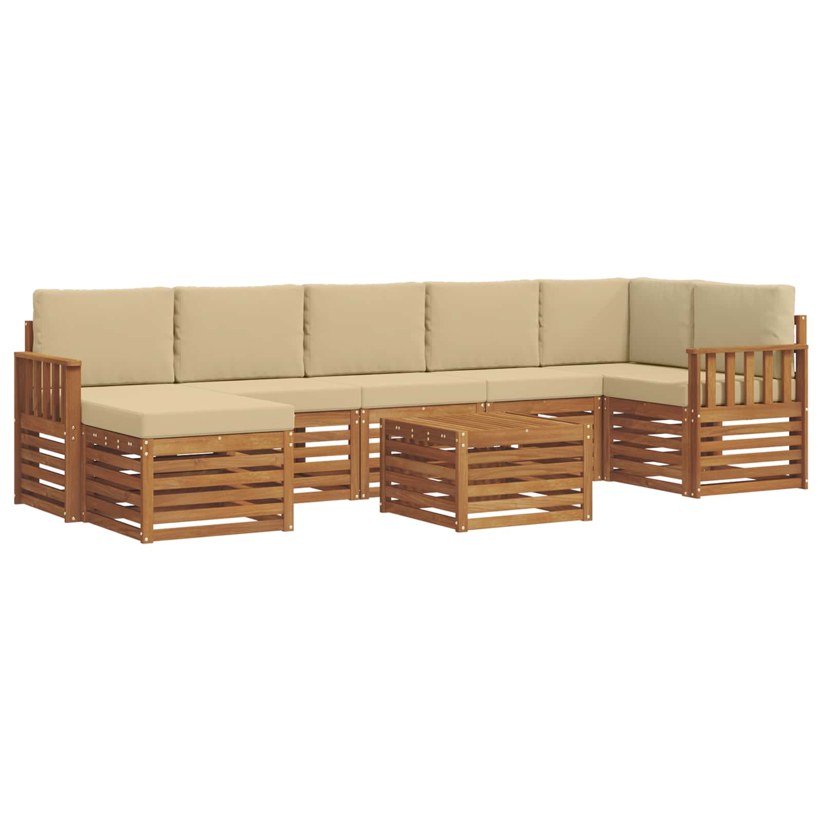 Set vanjskih sofa 8 pcs Prirodna i bež Čvrsto drvo akacije