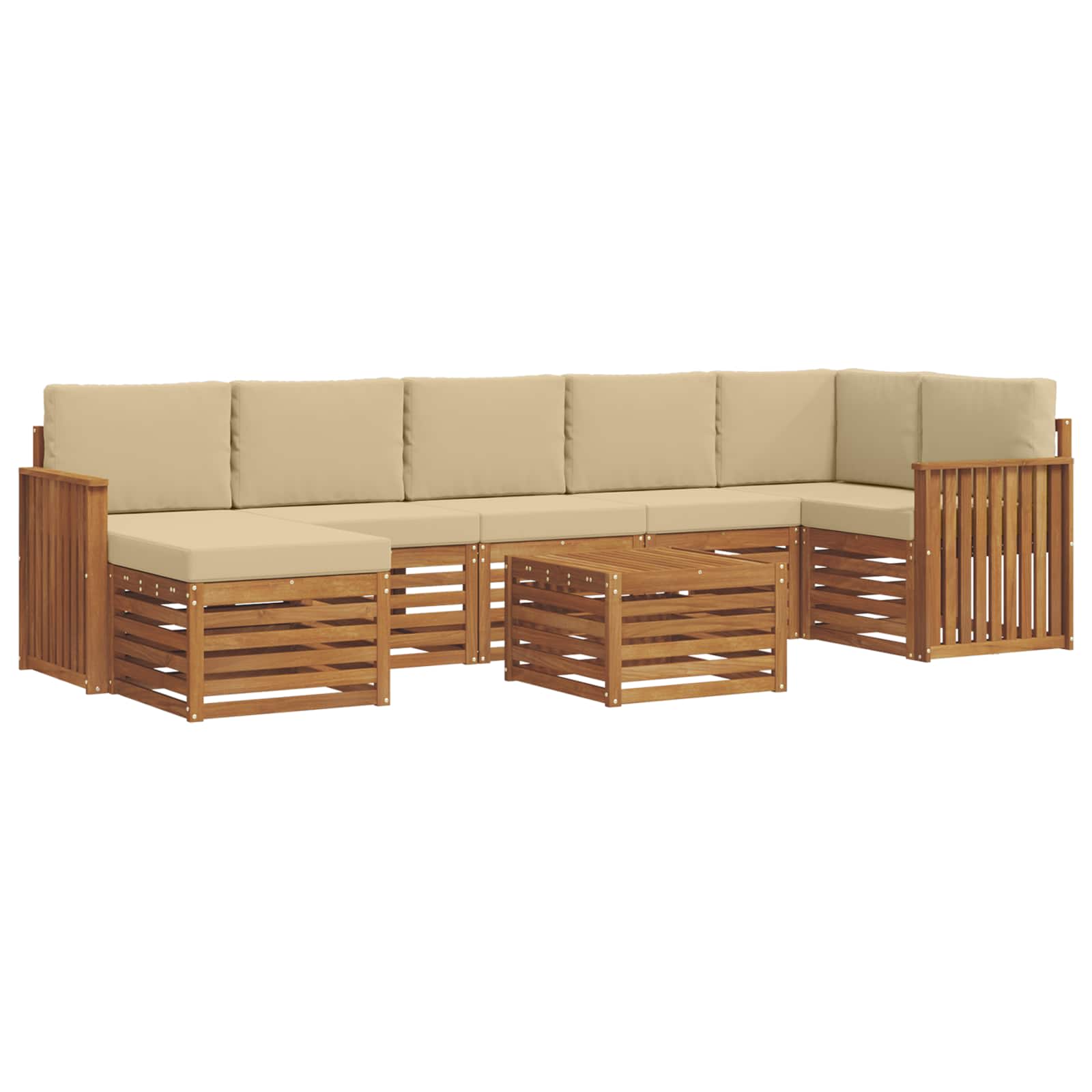 Set vanjskih sofa 8 pcs Prirodna i bež Čvrsto drvo akacije