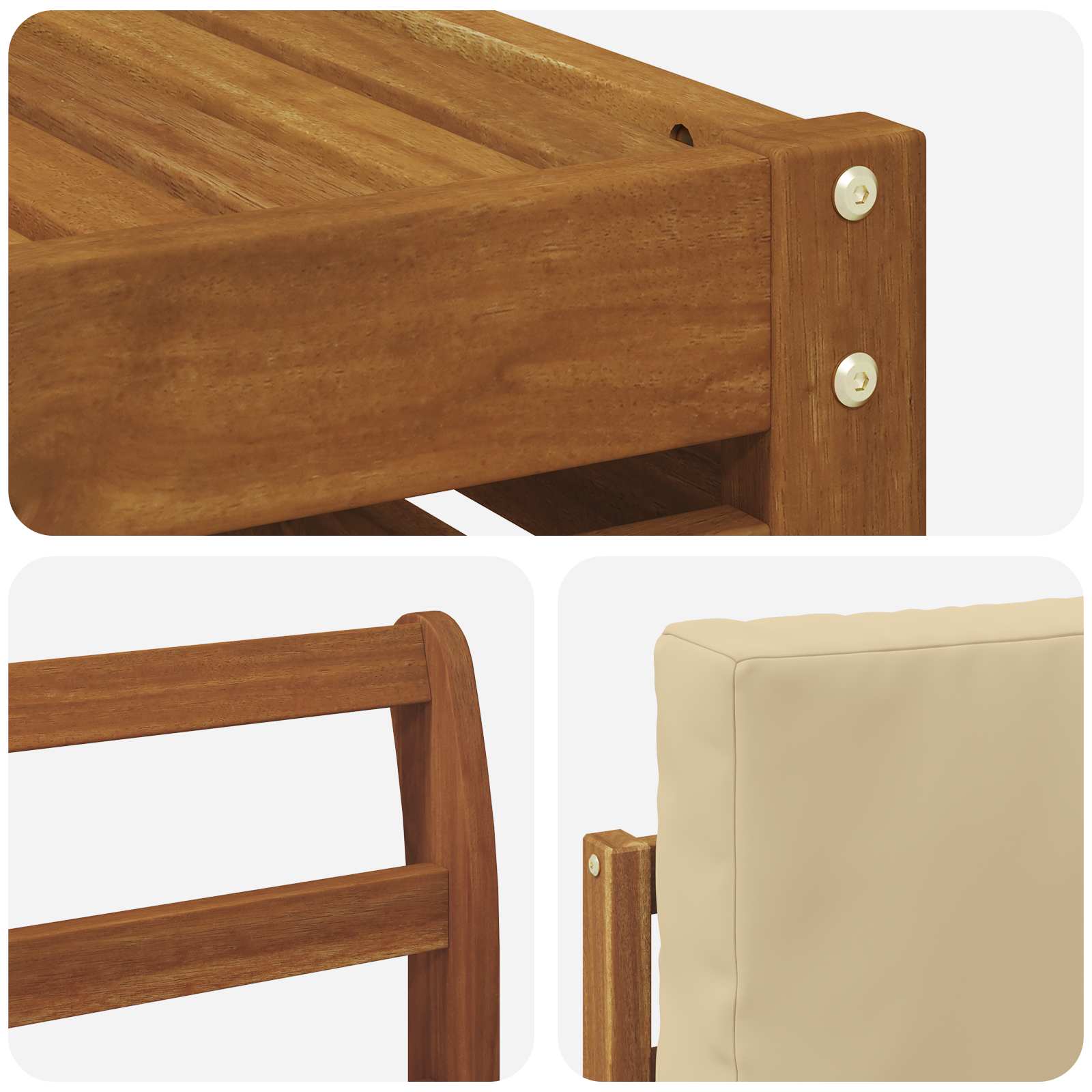 Set vanjskih sofa 8 pcs Prirodna i bež Čvrsto drvo akacije