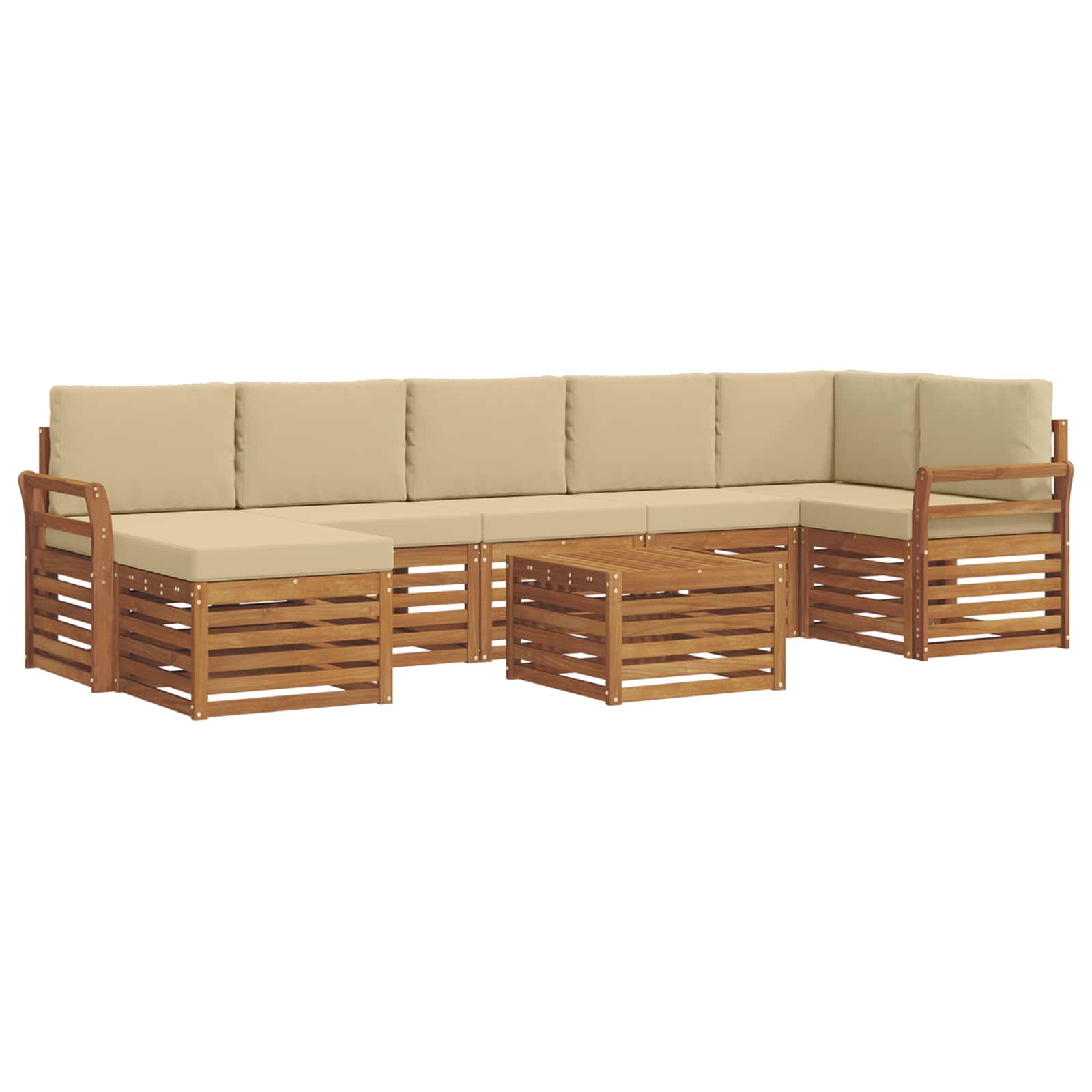 Set vanjskih sofa 8 pcs Prirodna i bež Čvrsto drvo akacije