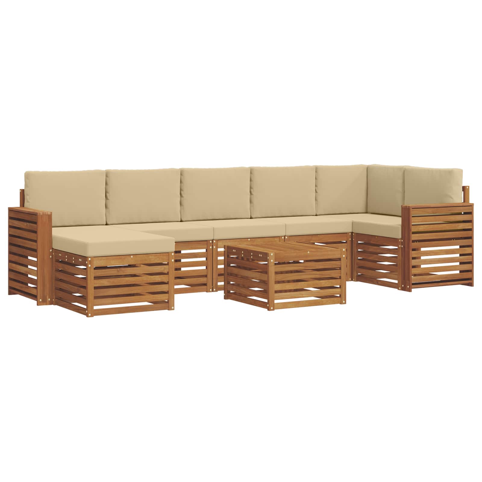 Set vanjskih sofa 8 pcs Prirodna i bež Čvrsto drvo akacije