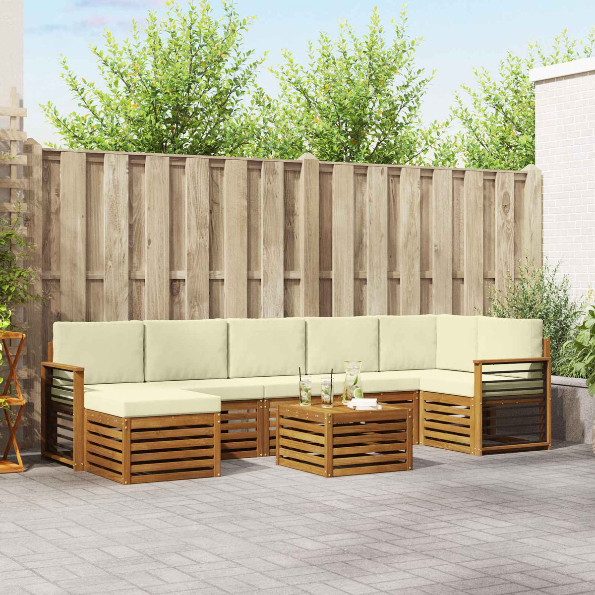 Set vanjskih sofa 8 kom. Prirodna i krem