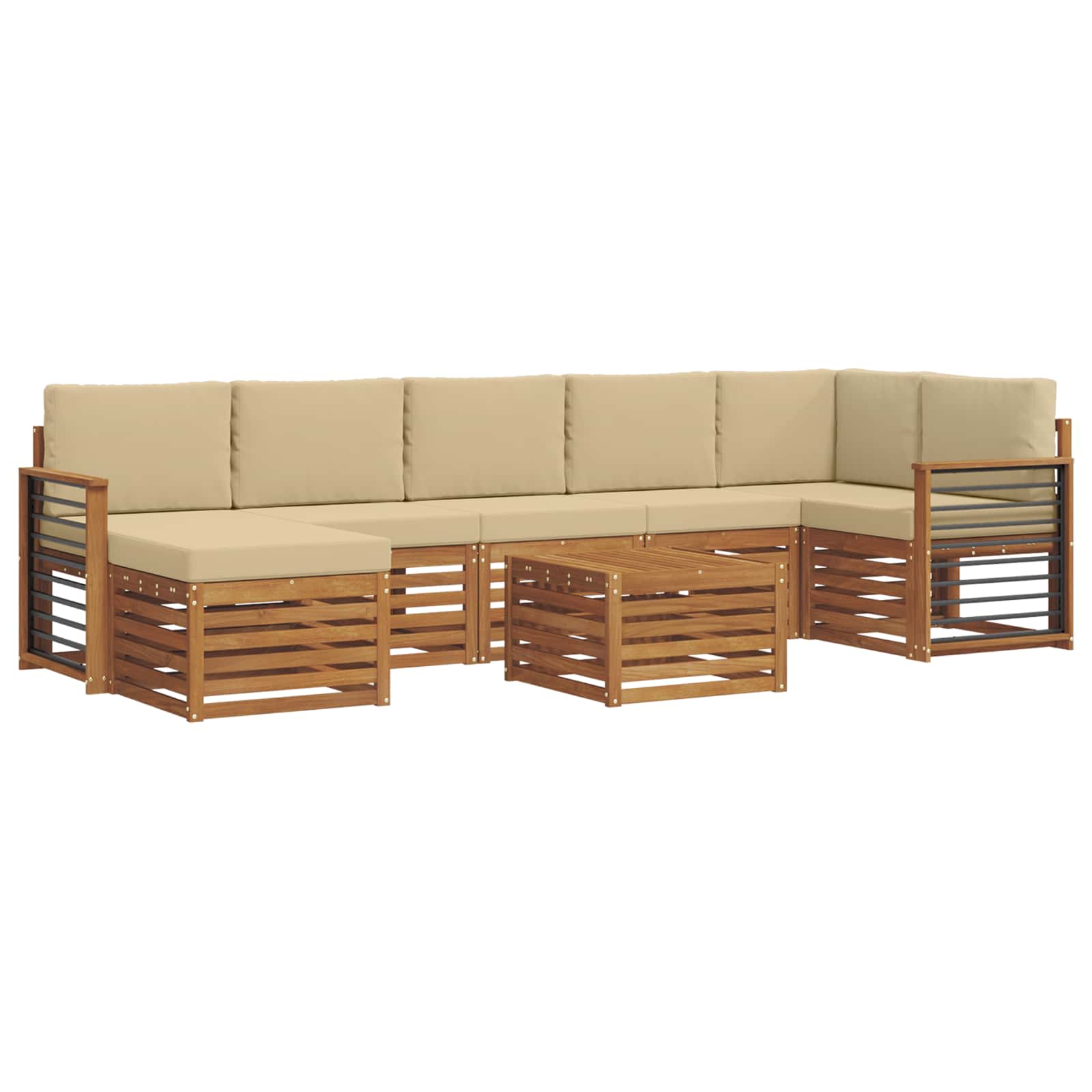 Set vanjskih sofa 8 pcs Prirodna i bež Čvrsto drvo akacije