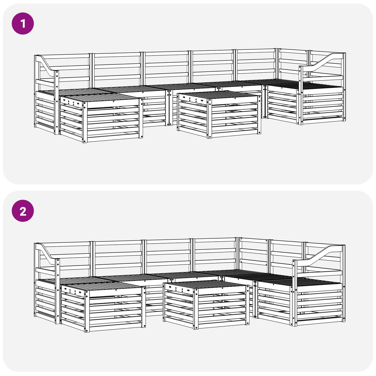 Set vanjskih sofa 8 kom. Prirodna