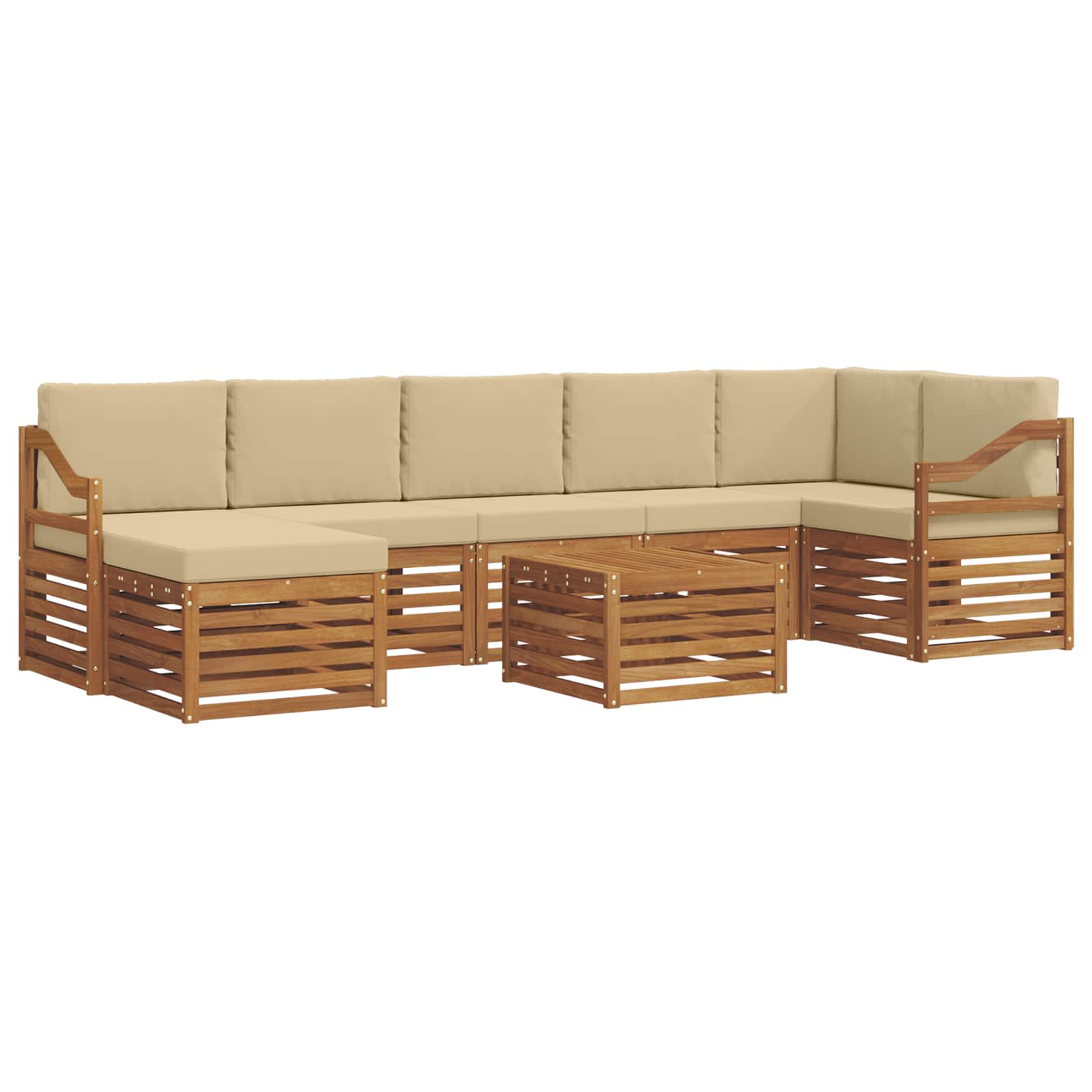 Set vanjskih sofa 8 pcs Prirodna i bež Čvrsto drvo akacije