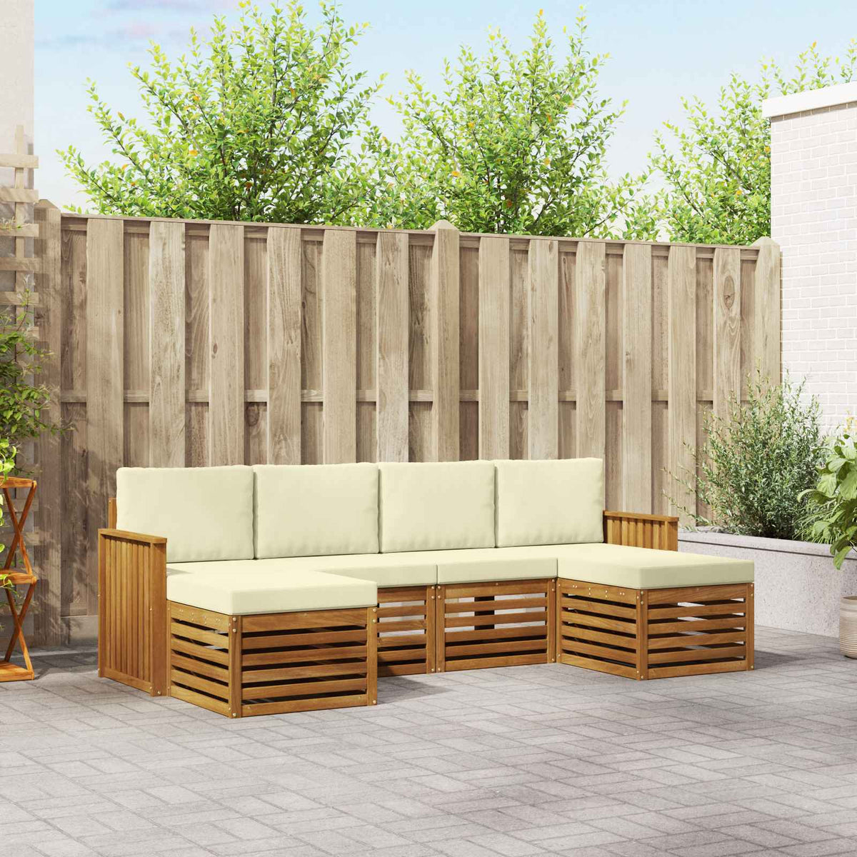 Set vanjskih sofa 6 kom. Prirodna i krem