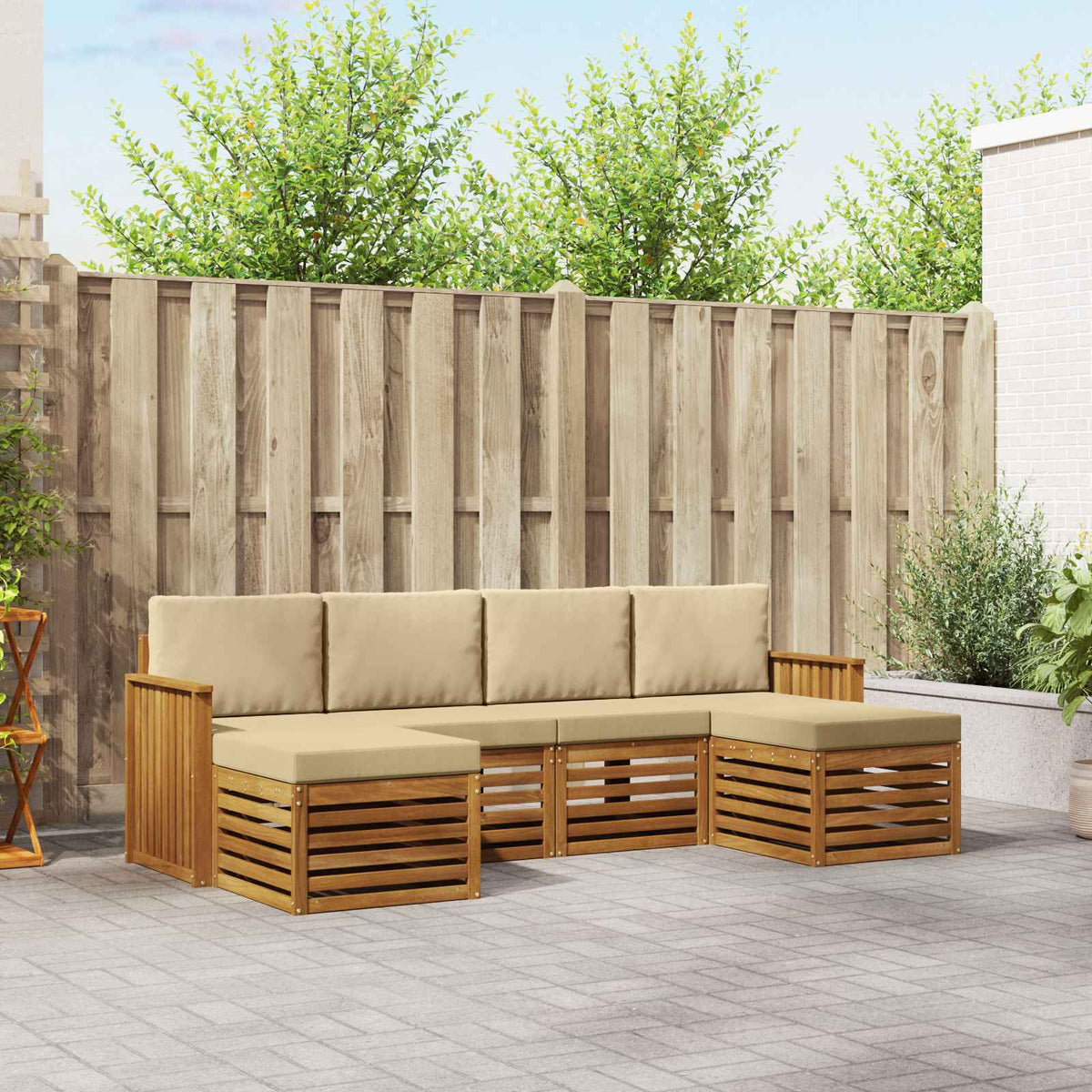 Set vanjskih sofa 6 kom. Prirodna i bež