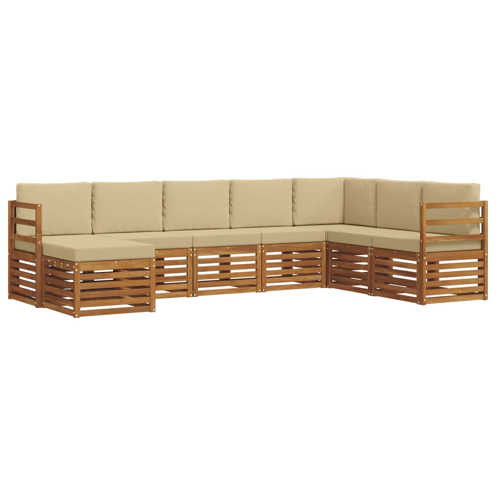 Set vanjskih sofa 8 pcs Prirodna i bež Čvrsto drvo akacije