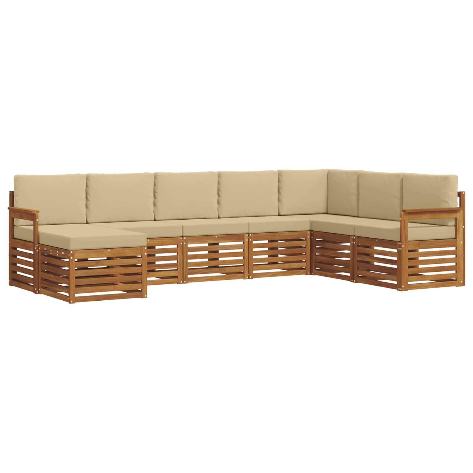 Set vanjskih sofa 8 pcs Prirodna i bež Čvrsto drvo akacije