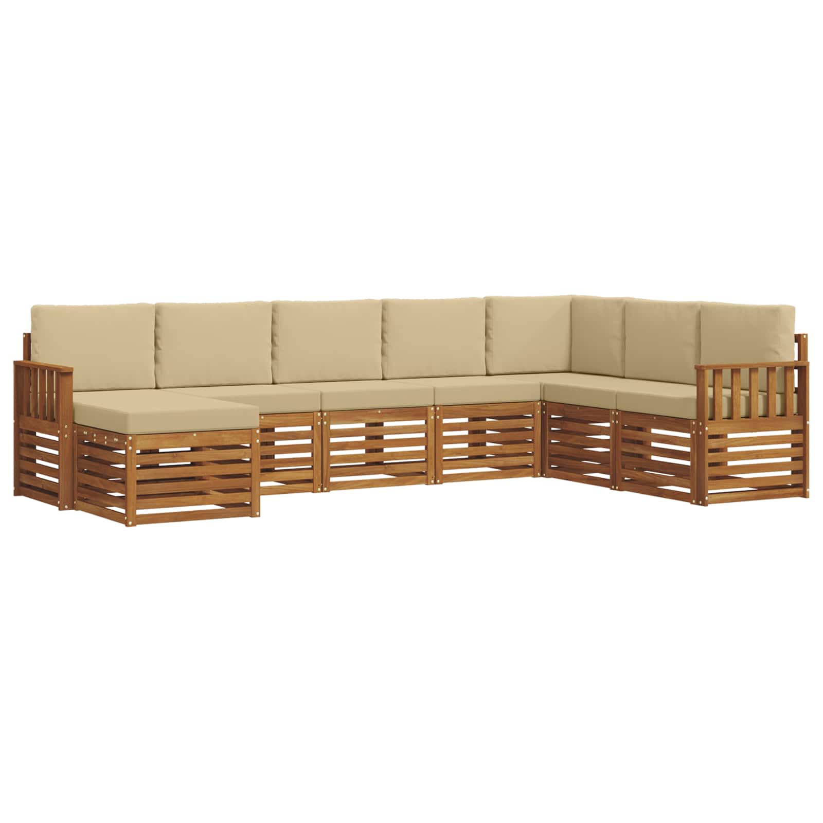 Set vanjskih sofa 8 pcs Prirodna i bež Čvrsto drvo akacije