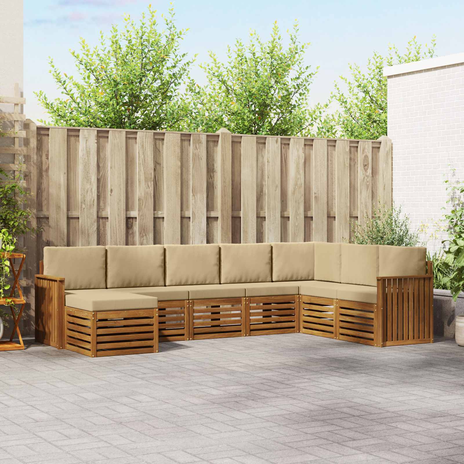 Set vanjskih sofa 8 pcs Prirodna i bež Čvrsto drvo akacije