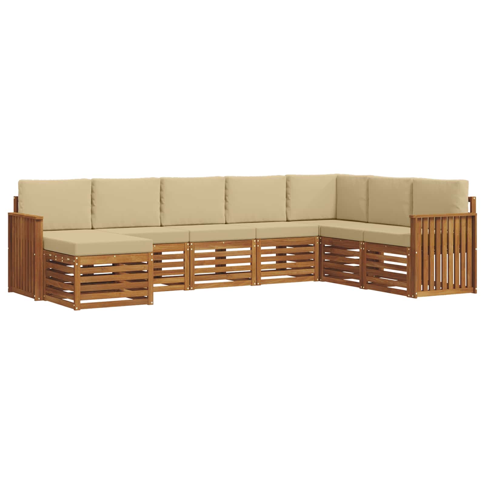 Set vanjskih sofa 8 pcs Prirodna i bež Čvrsto drvo akacije
