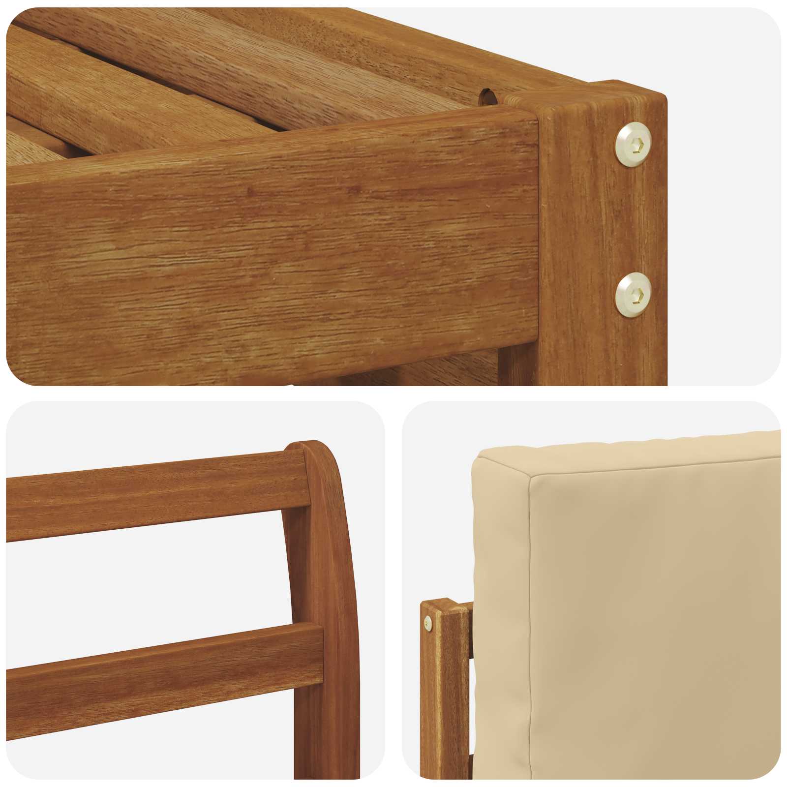 Set vanjskih sofa 8 pcs Prirodna i bež Čvrsto drvo akacije