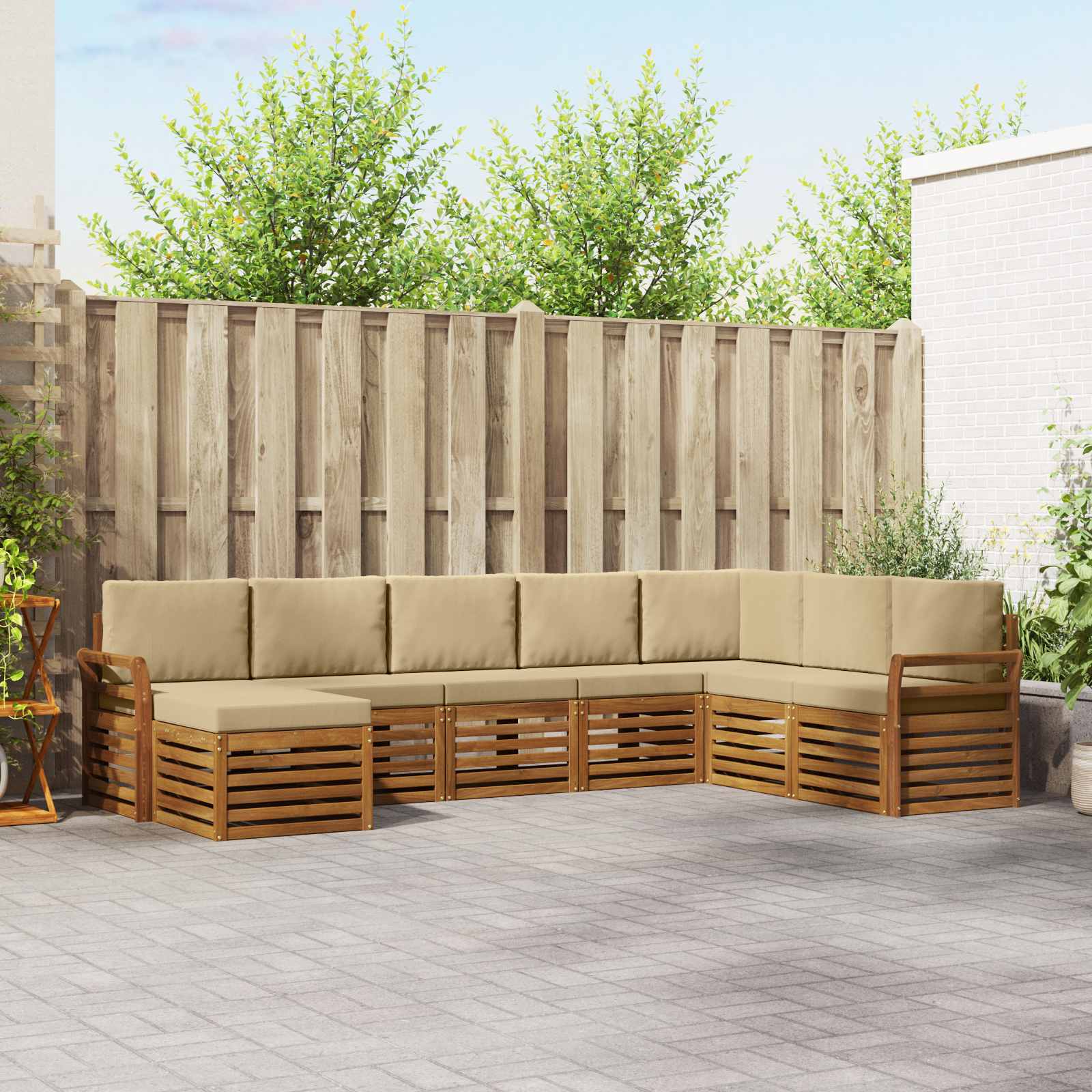 Set vanjskih sofa 8 pcs Prirodna i bež Čvrsto drvo akacije