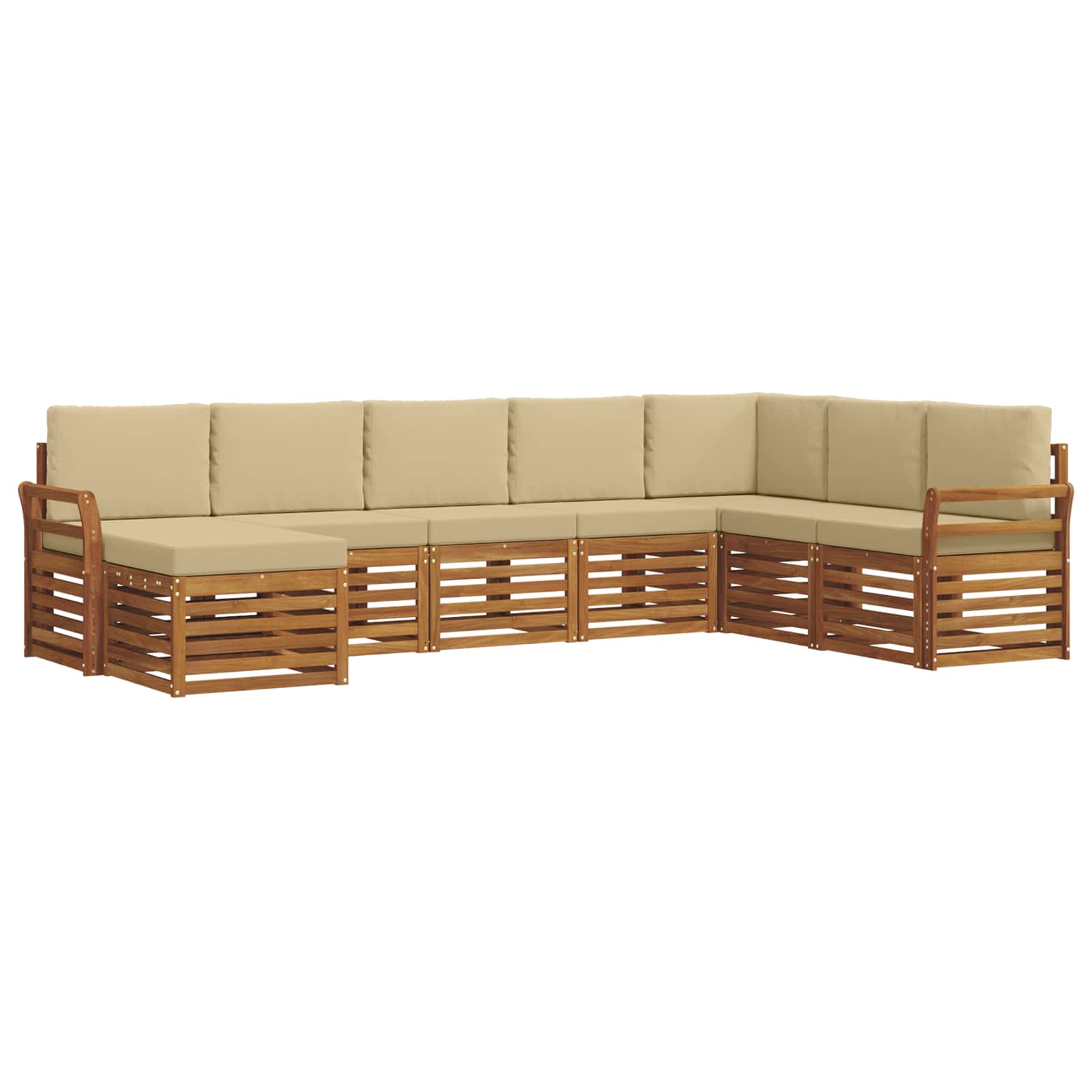 Set vanjskih sofa 8 pcs Prirodna i bež Čvrsto drvo akacije