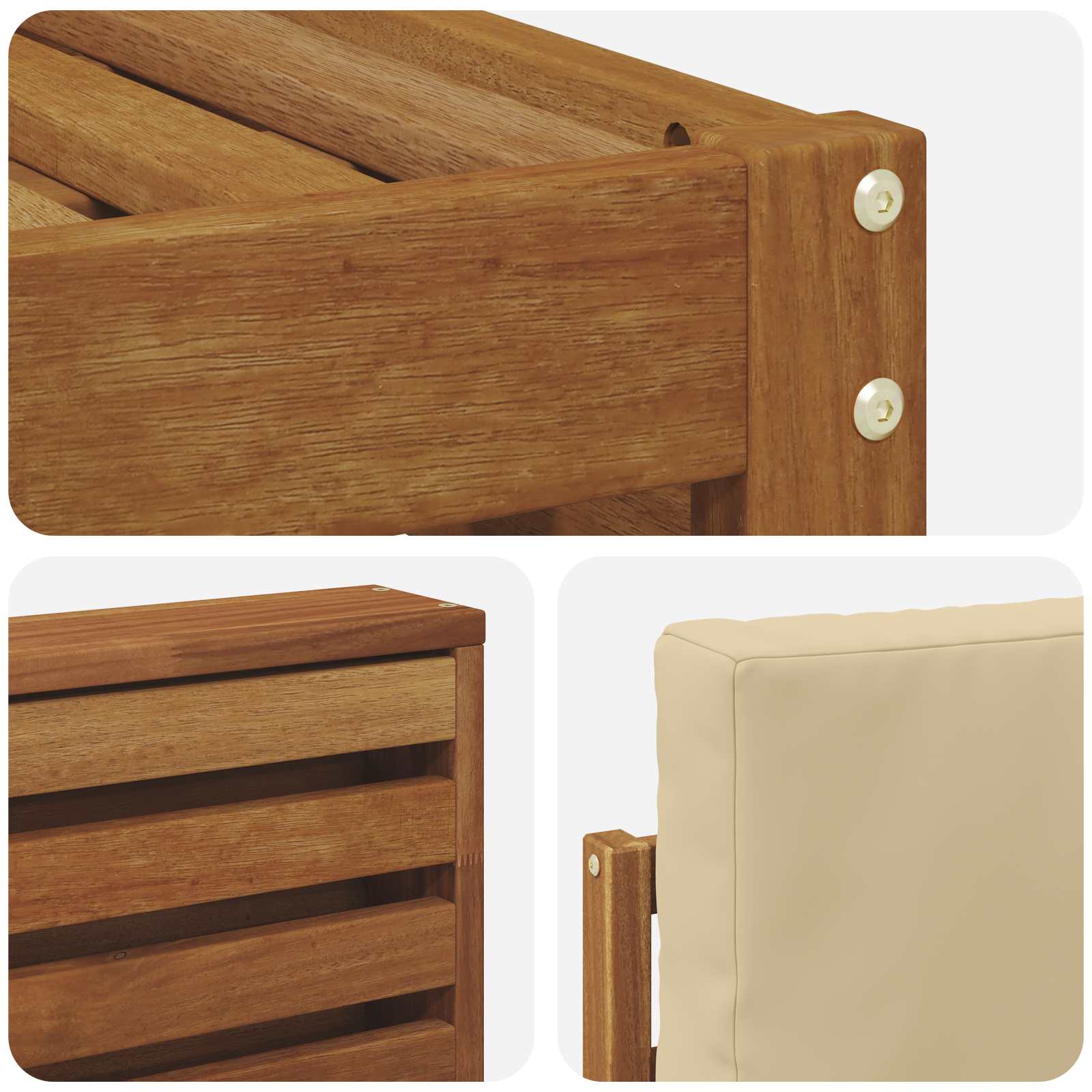 Set vanjskih sofa 8 pcs Prirodna i bež Čvrsto drvo akacije