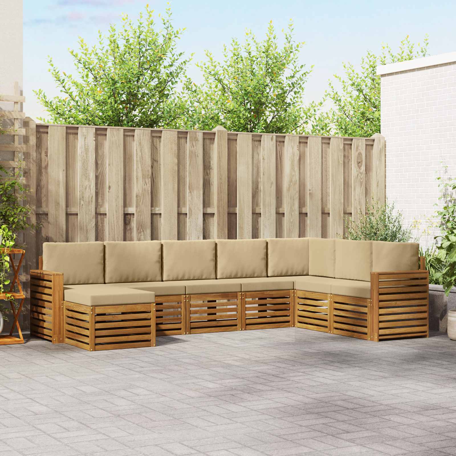 Set vanjskih sofa 8 pcs Prirodna i bež Čvrsto drvo akacije
