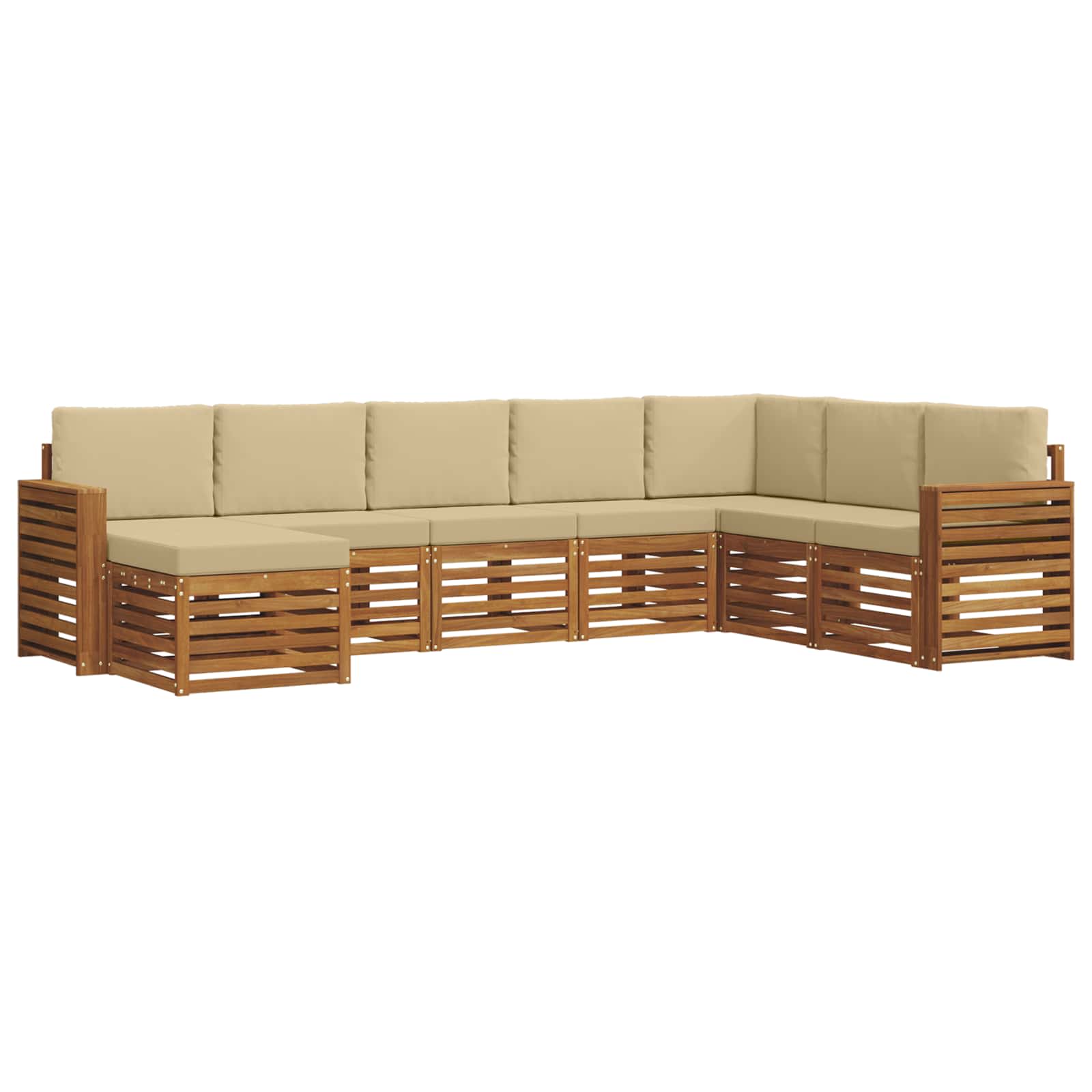 Set vanjskih sofa 8 pcs Prirodna i bež Čvrsto drvo akacije